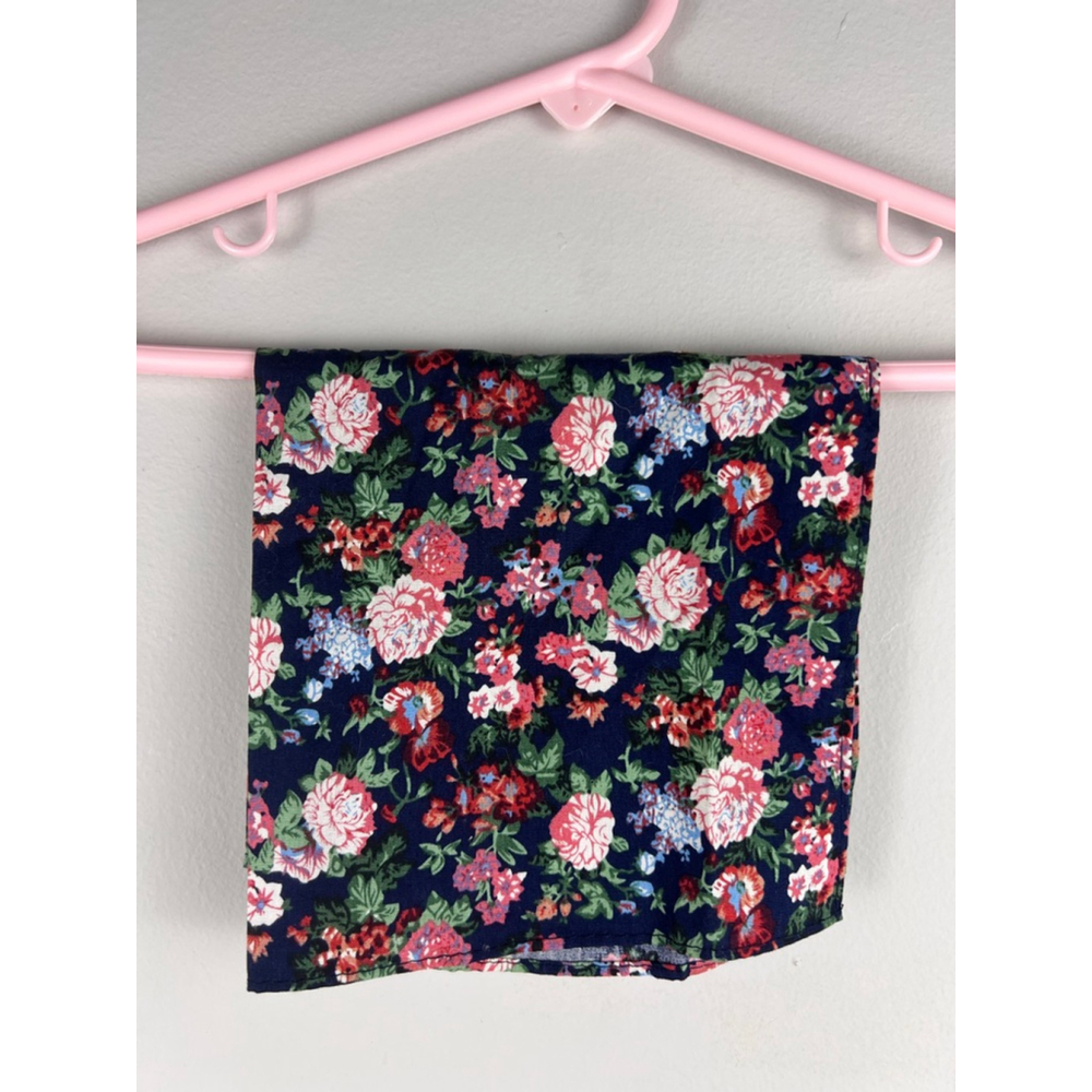 Express 100% Cotton Floral Square Bandana 12” x 12” Navy Multi